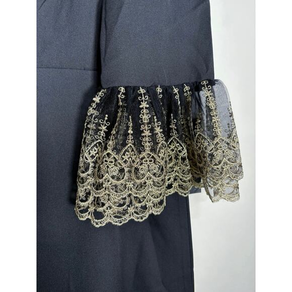 New Tuckernuck Pomander Place Gold Lace Lillith Midi Dress Sz Large 1543-D - Picture 9 of 13